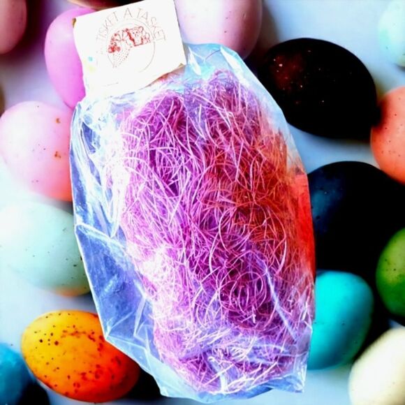 EASTER STRAW by  A TISKET A TASKET 2 LARGE BAGS.  Pink & Purple - Picture 3 of 7